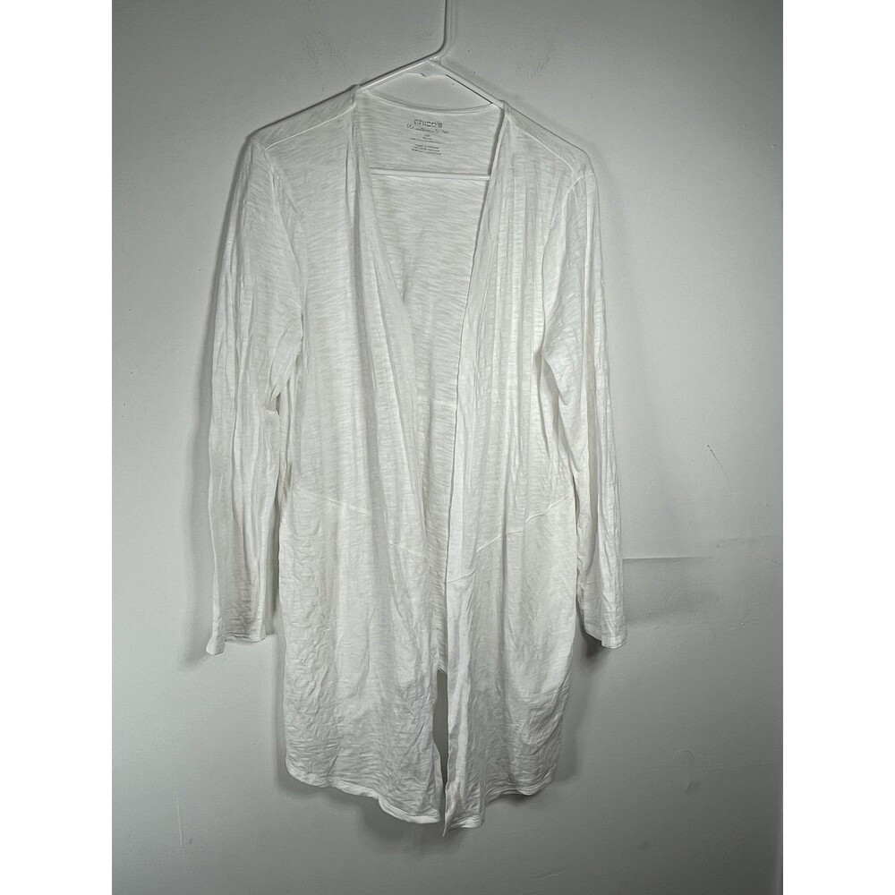 Chicos sz M 1 light knit ultimate tee cotton modal white cardigan